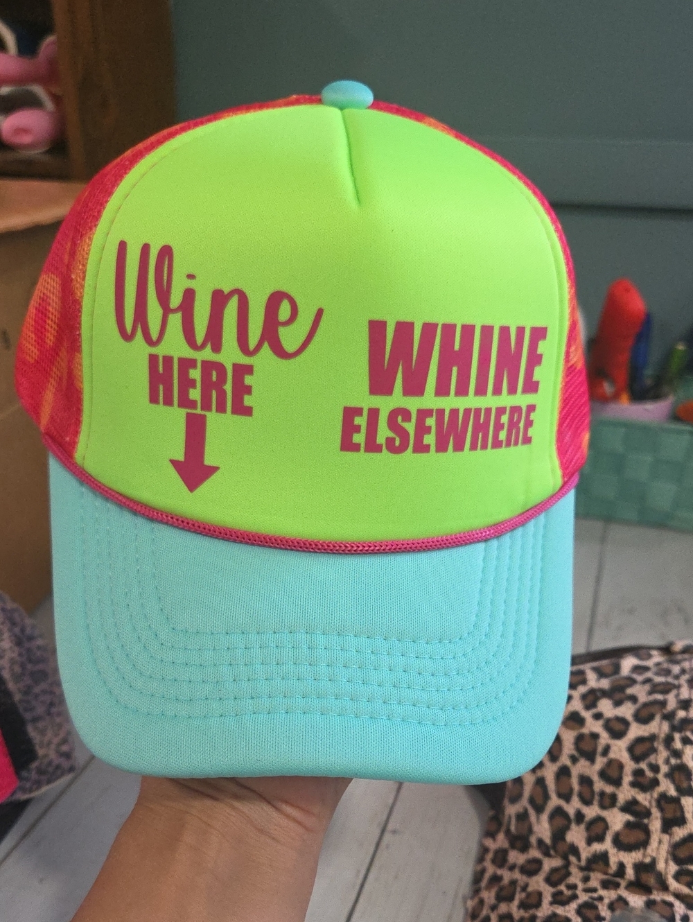 Neon Leopard Wine Hat